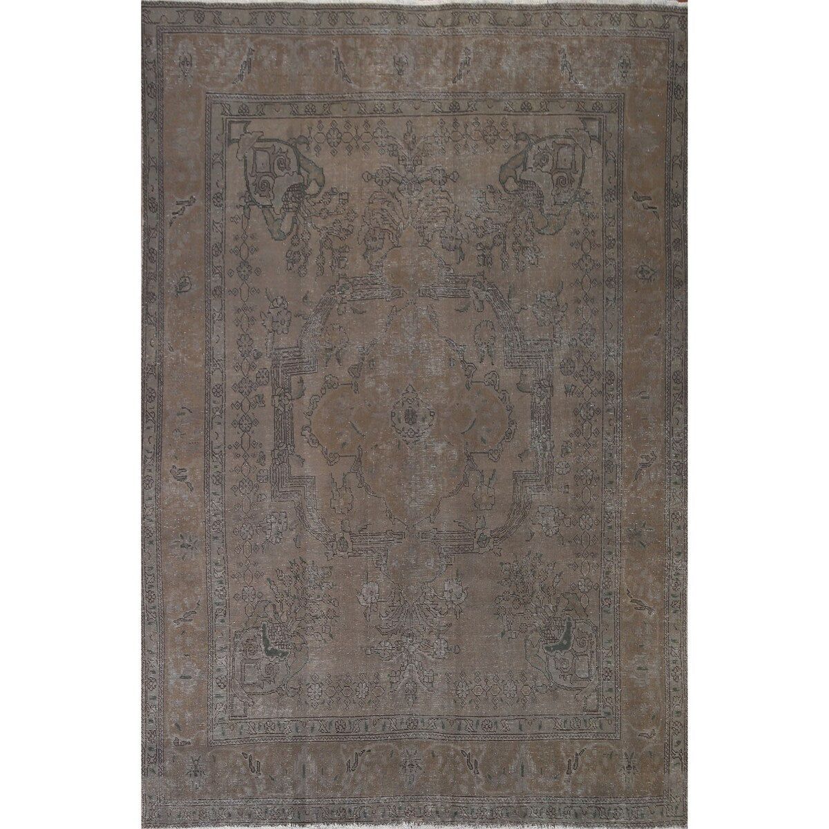 Vintage Over-dyed Tabriz Persian Wool Area Rug Hand-knotted Carpet - 7'10" x 10'5"