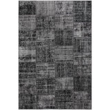 Vintage Patchwork Overdyed Black Wool Rug