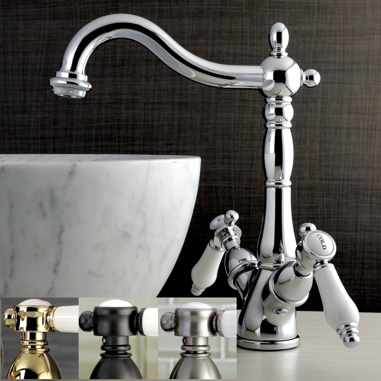 Kingston Brass Vintage Porcelain Vessel Bathroom Faucet
