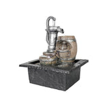 Vintage Pump and Barrels Tabletop Water Fountain w/LED Light for Home