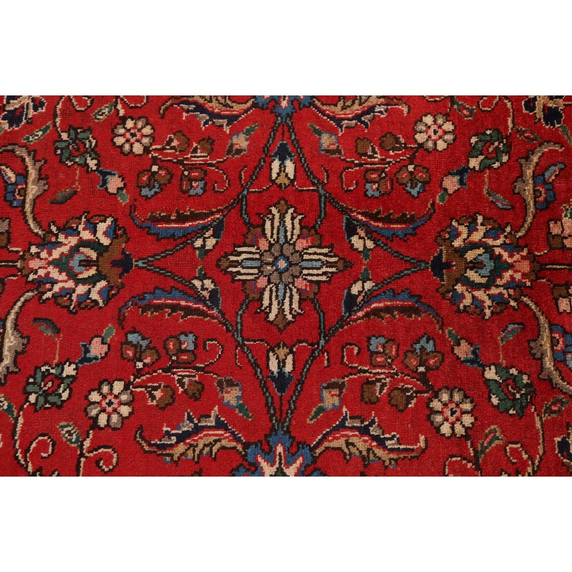 Vintage Red Flora Tabriz Persian Living Room Area Rug Wool Handmade - 6'7" x 9'5"