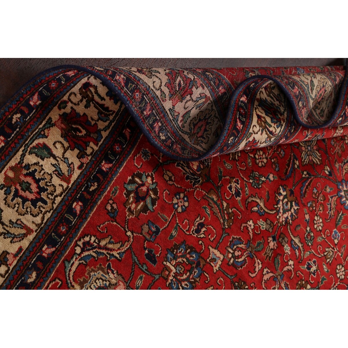 Vintage Red Flora Tabriz Persian Living Room Area Rug Wool Handmade - 6'7" x 9'5"