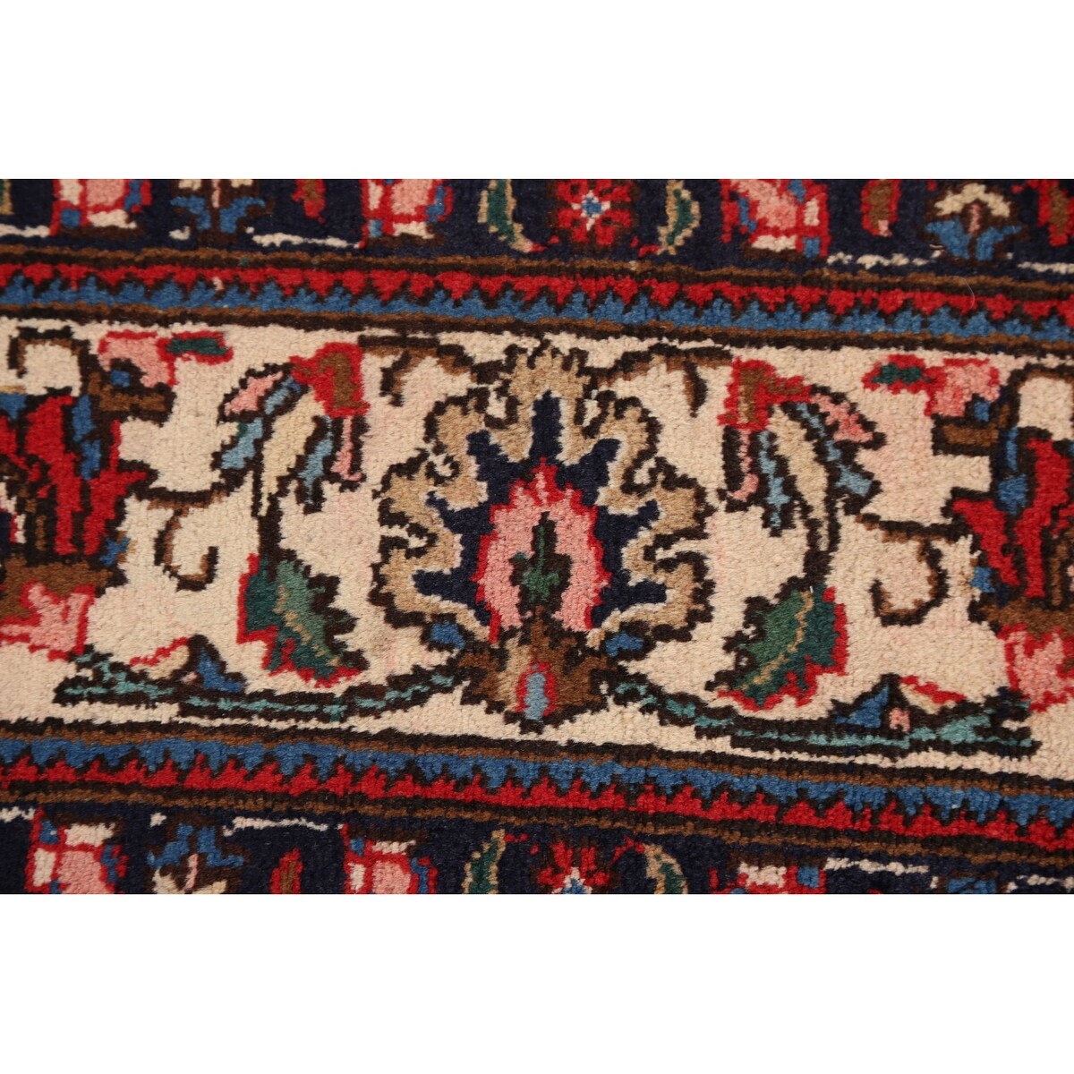 Vintage Red Flora Tabriz Persian Living Room Area Rug Wool Handmade - 6'7" x 9'5"