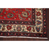 Vintage Red Flora Tabriz Persian Living Room Area Rug Wool Handmade - 6'7" x 9'5"