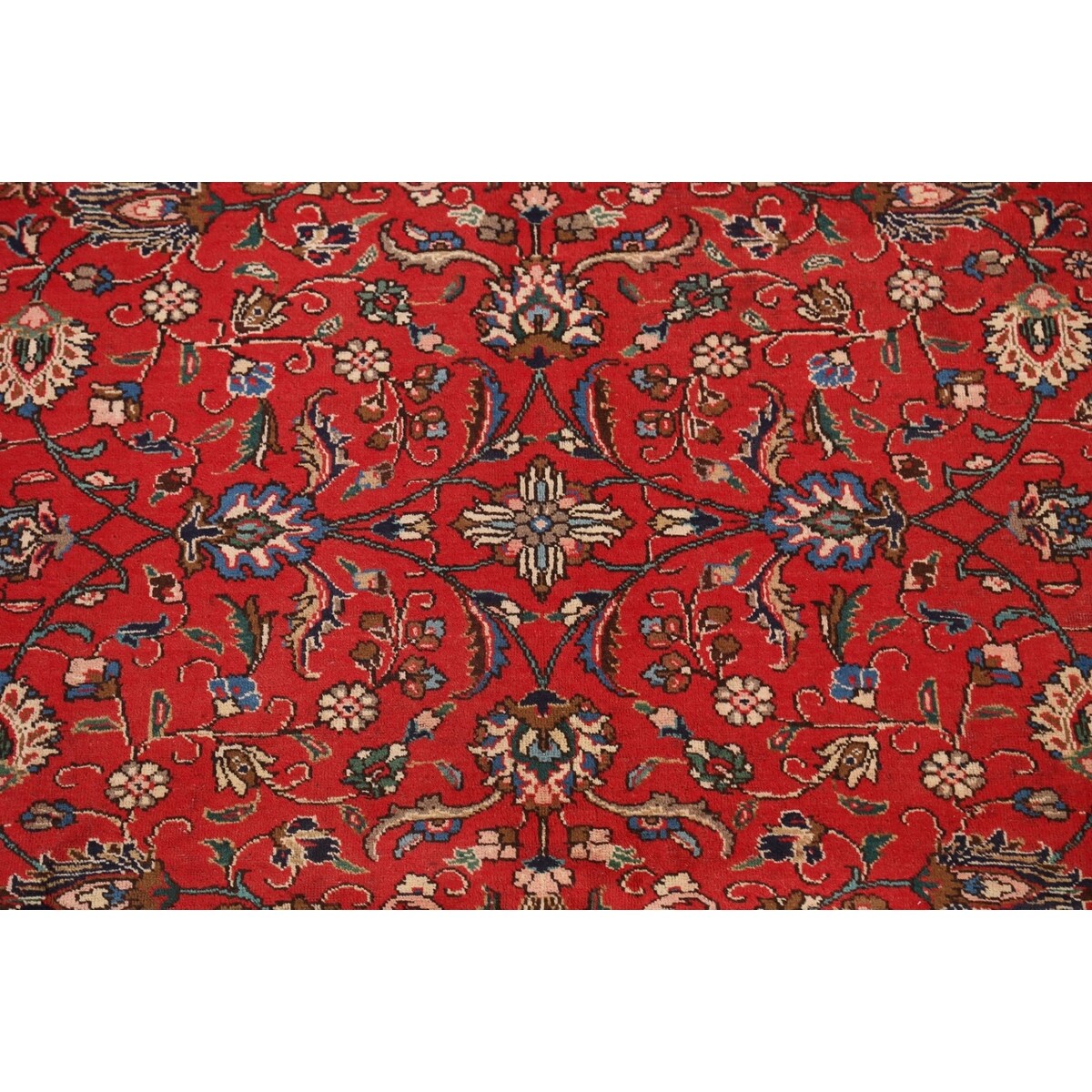 Vintage Red Flora Tabriz Persian Living Room Area Rug Wool Handmade - 6'7" x 9'5"