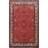 Vintage Red Flora Tabriz Persian Living Room Area Rug Wool Handmade - 6'7" x 9'5"