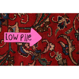 Vintage Red Flora Tabriz Persian Living Room Area Rug Wool Handmade - 6'7" x 9'5"