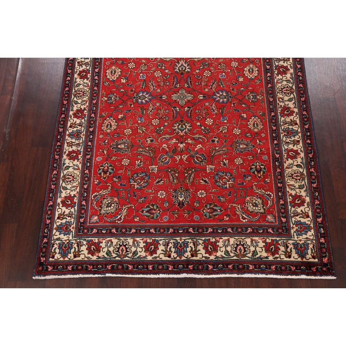 Vintage Red Flora Tabriz Persian Living Room Area Rug Wool Handmade - 6'7" x 9'5"