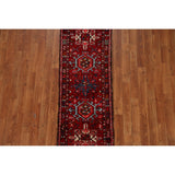 Vintage Red Gharajeh Persian Runner Rug Handmade Wool Carpet - 1'10" x 5'4"