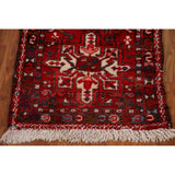 Vintage Red Gharajeh Persian Runner Rug Handmade Wool Carpet - 1'10" x 5'4"