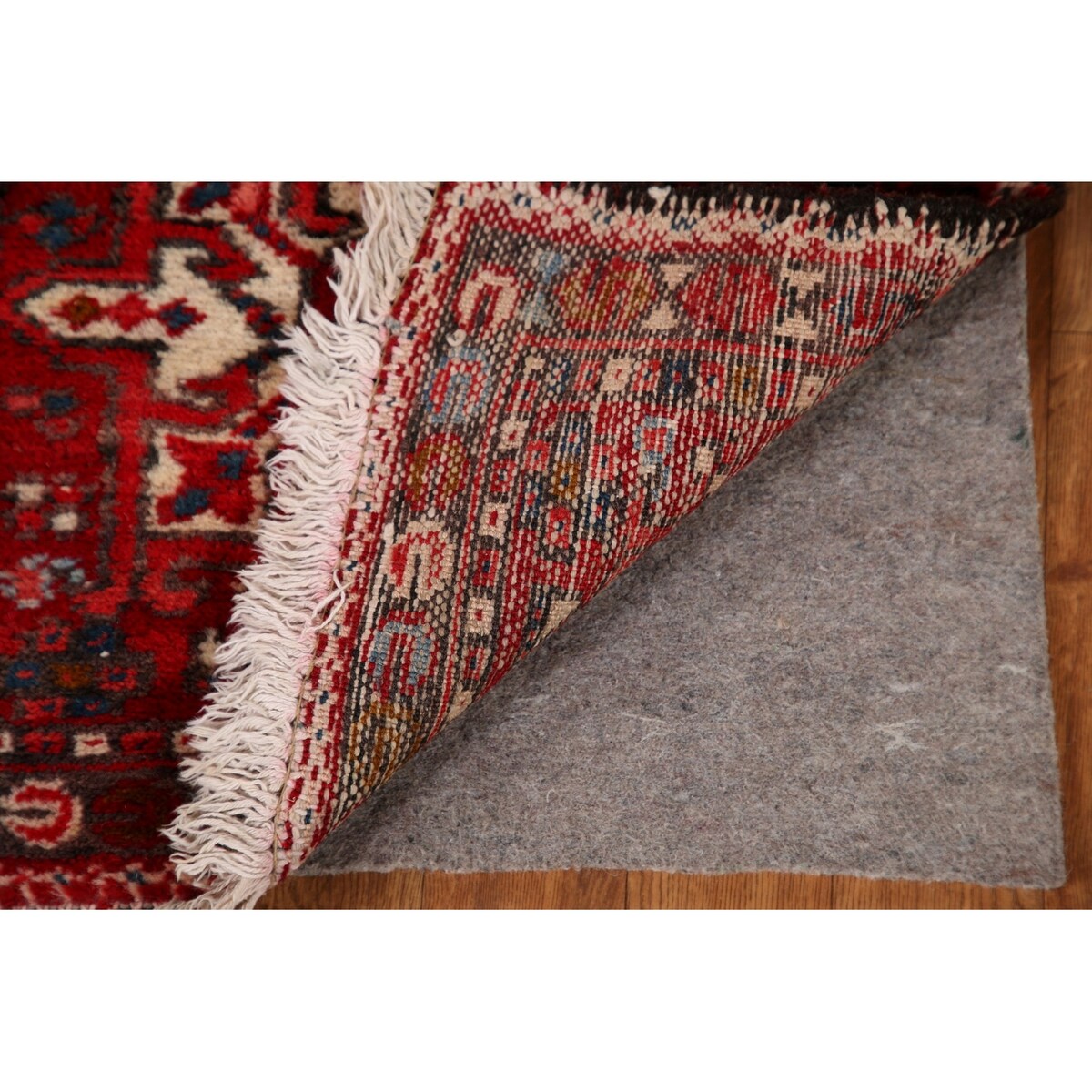 Vintage Red Gharajeh Persian Runner Rug Handmade Wool Carpet - 1'10" x 5'4"