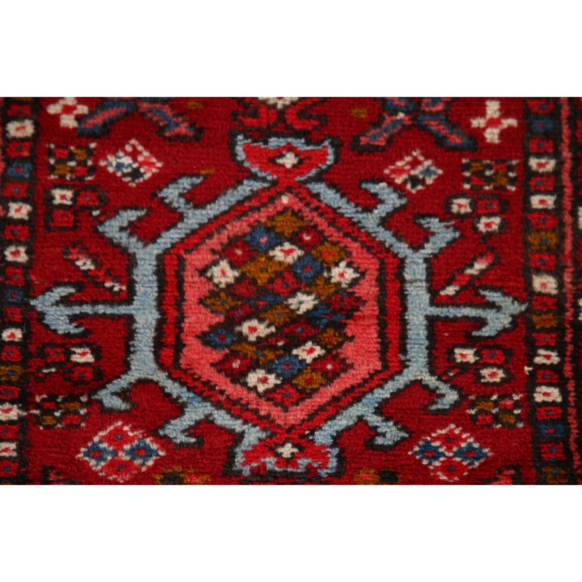 Vintage Red Gharajeh Persian Runner Rug Handmade Wool Carpet - 1'10" x 5'4"