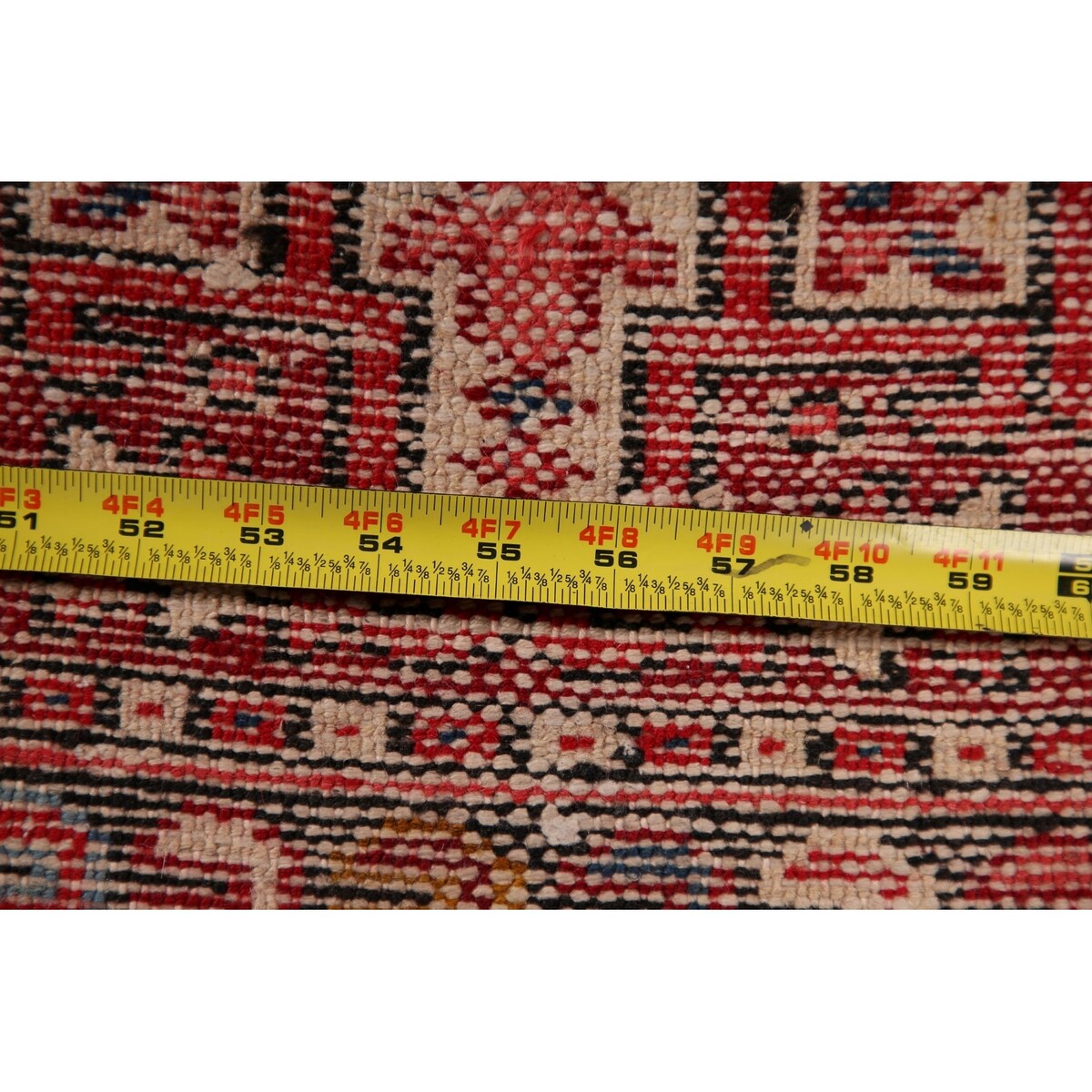 Vintage Red Gharajeh Persian Runner Rug Handmade Wool Carpet - 1'10" x 5'4"