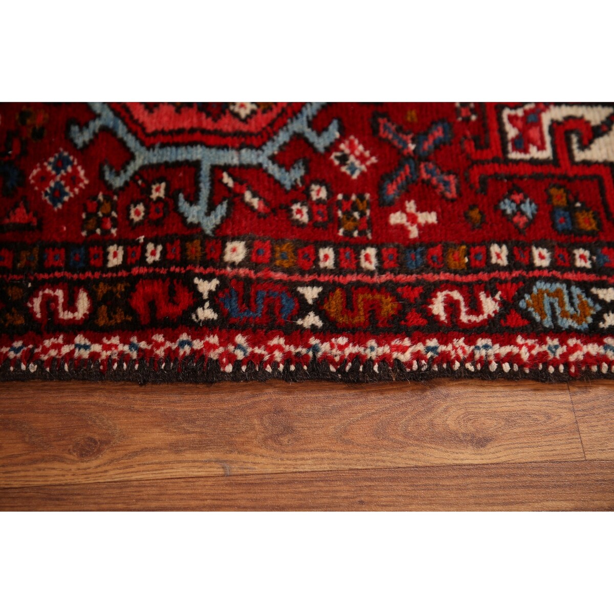 Vintage Red Gharajeh Persian Runner Rug Handmade Wool Carpet - 1'10" x 5'4"