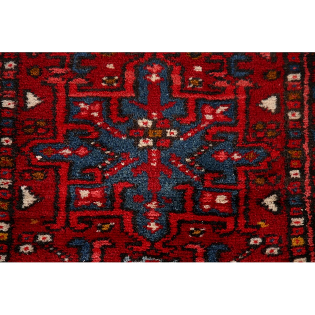 Vintage Red Gharajeh Persian Runner Rug Handmade Wool Carpet - 1'10" x 5'4"