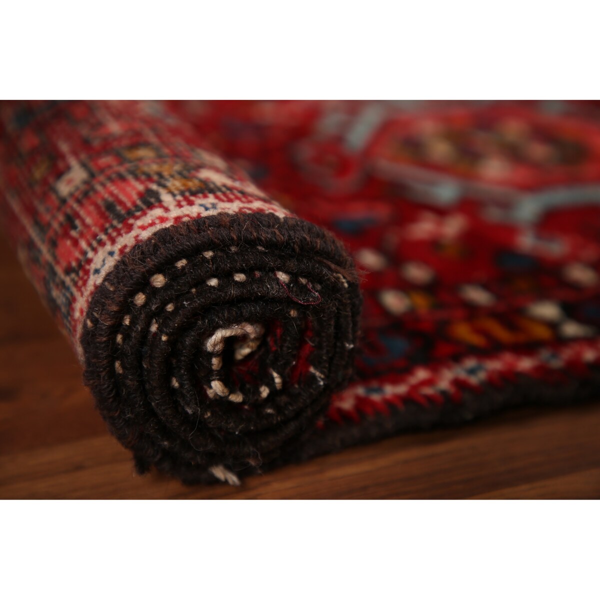 Vintage Red Gharajeh Persian Runner Rug Handmade Wool Carpet - 1'10" x 5'4"