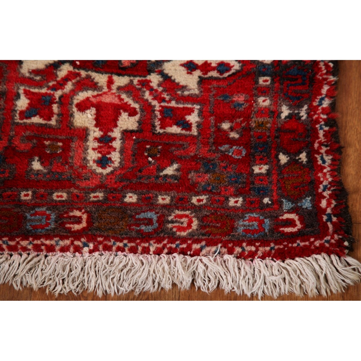 Vintage Red Gharajeh Persian Runner Rug Handmade Wool Carpet - 1'10" x 5'4"