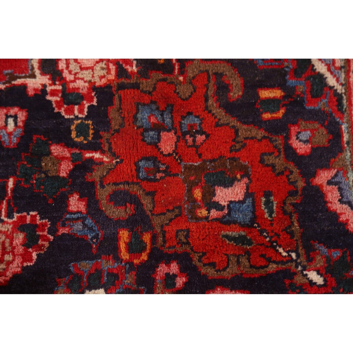 Vintage Red Mashad Persian Area Vintage Rug Handmade Wool Carpet - 10'4" x 13'0"