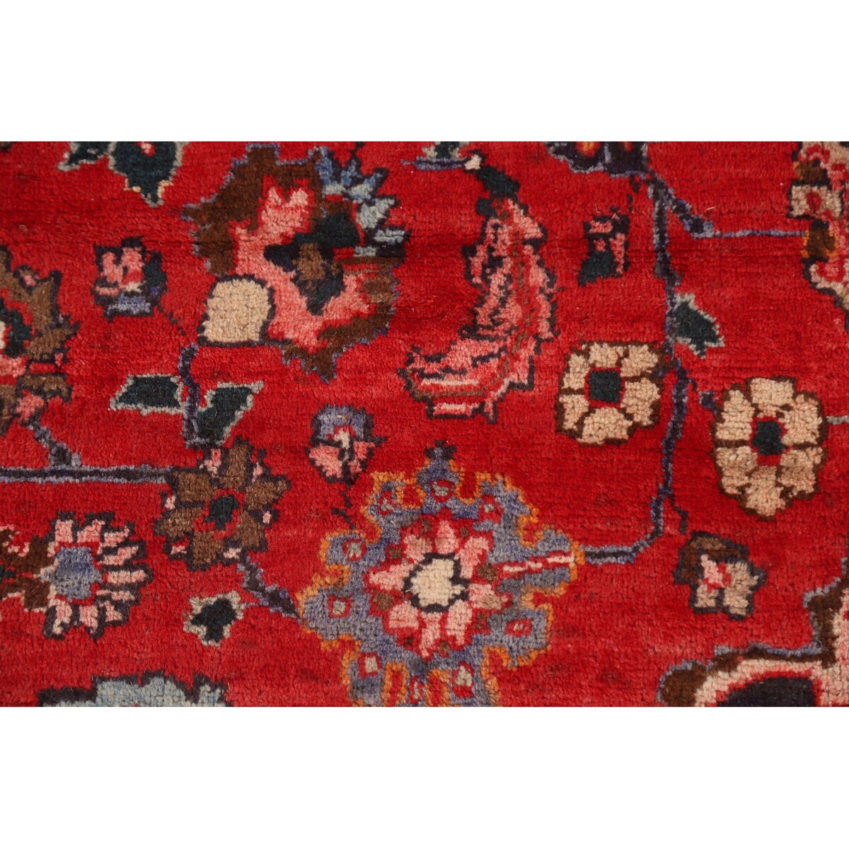 Vintage Red Mashad Persian Area Vintage Rug Handmade Wool Carpet - 10'4" x 13'0"