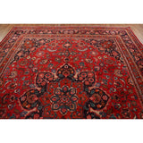 Vintage Red Mashad Persian Area Vintage Rug Handmade Wool Carpet - 10'4" x 13'0"
