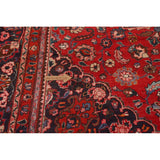 Vintage Red Mashad Persian Area Vintage Rug Handmade Wool Carpet - 10'4" x 13'0"