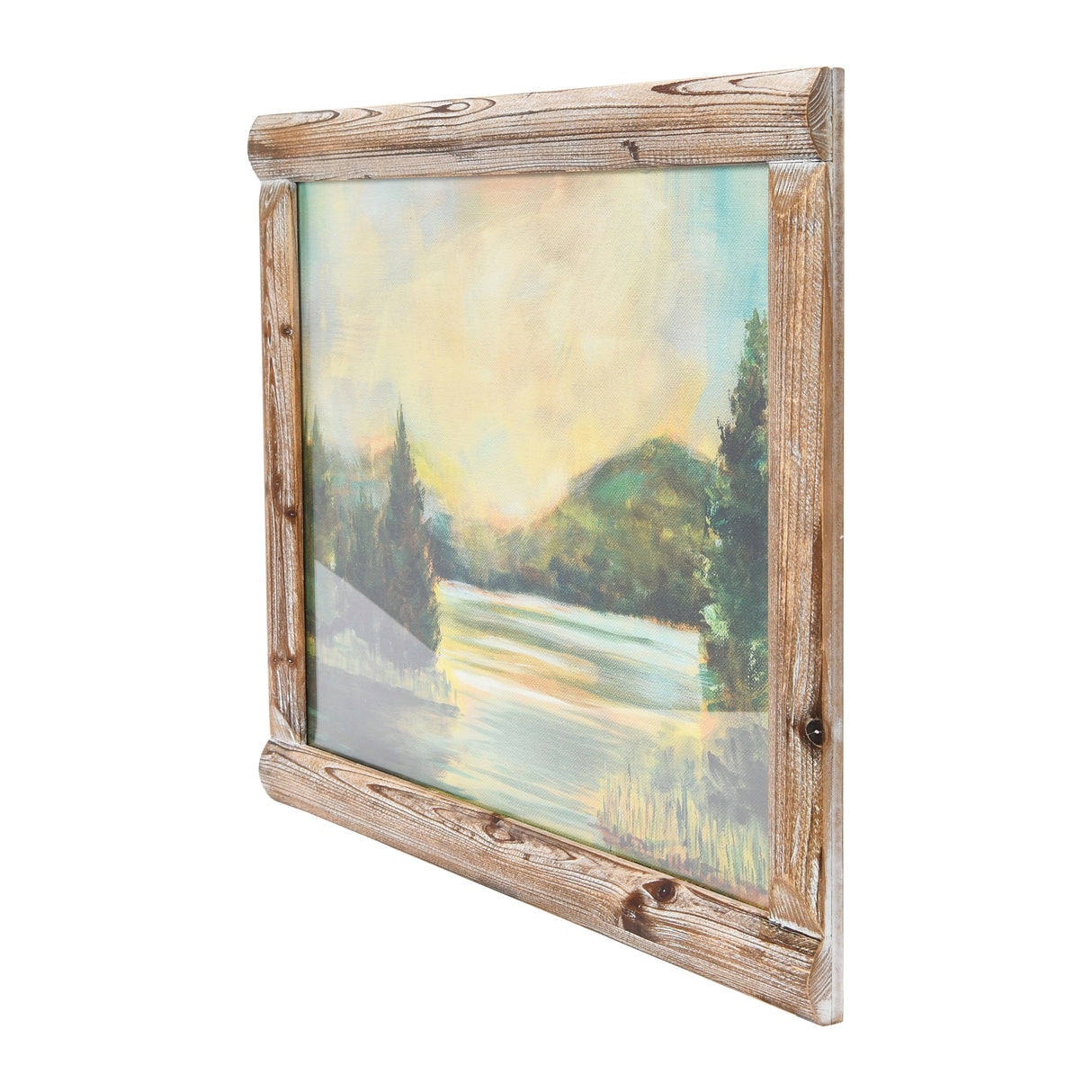 Vintage Reproduction Landscape Print with Solid Wood Frame - Multi-Color