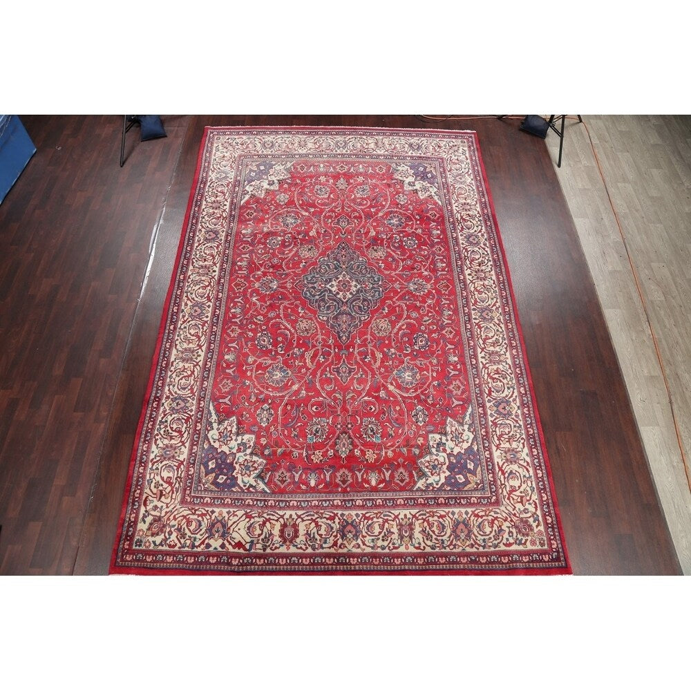 Vintage Sarouk Floral Handmade Wool Persian Area Rug - 13'6" x 9'0"