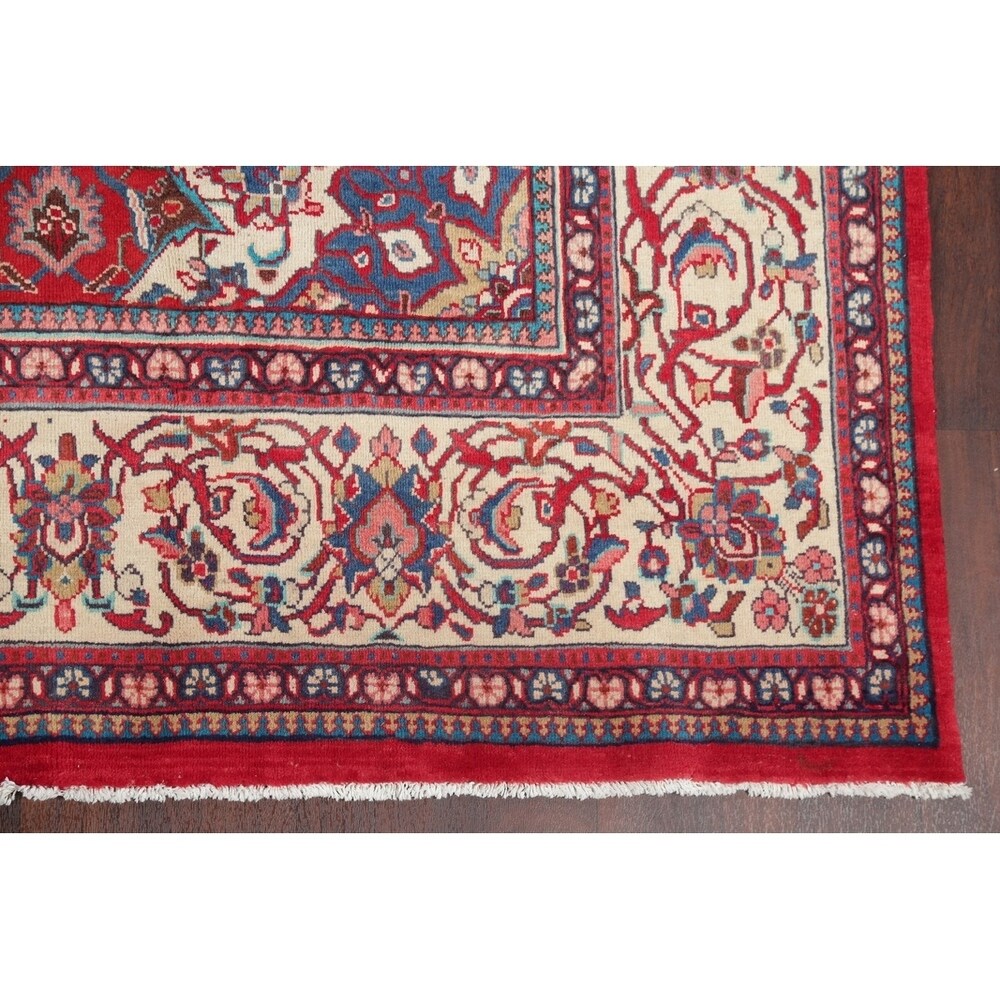 Vintage Sarouk Floral Handmade Wool Persian Area Rug - 13'6" x 9'0"