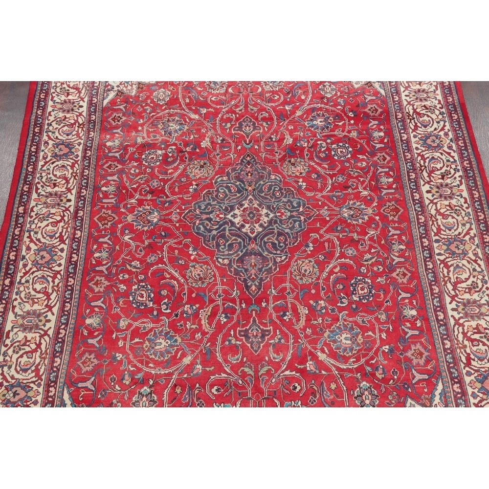 Vintage Sarouk Floral Handmade Wool Persian Area Rug - 13'6" x 9'0"
