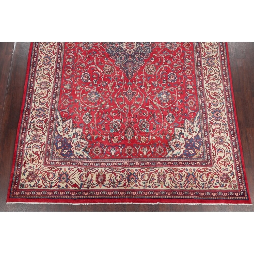 Vintage Sarouk Floral Handmade Wool Persian Area Rug - 13'6" x 9'0"