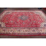 Vintage Sarouk Floral Handmade Wool Persian Area Rug - 13'6" x 9'0"