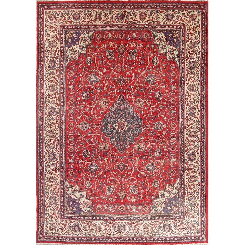 Vintage Sarouk Floral Handmade Wool Persian Area Rug - 13'6" x 9'0"