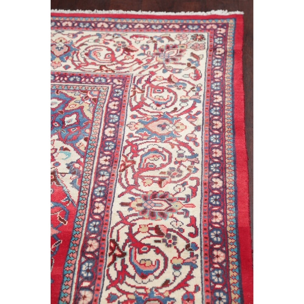 Vintage Sarouk Floral Handmade Wool Persian Area Rug - 13'6" x 9'0"