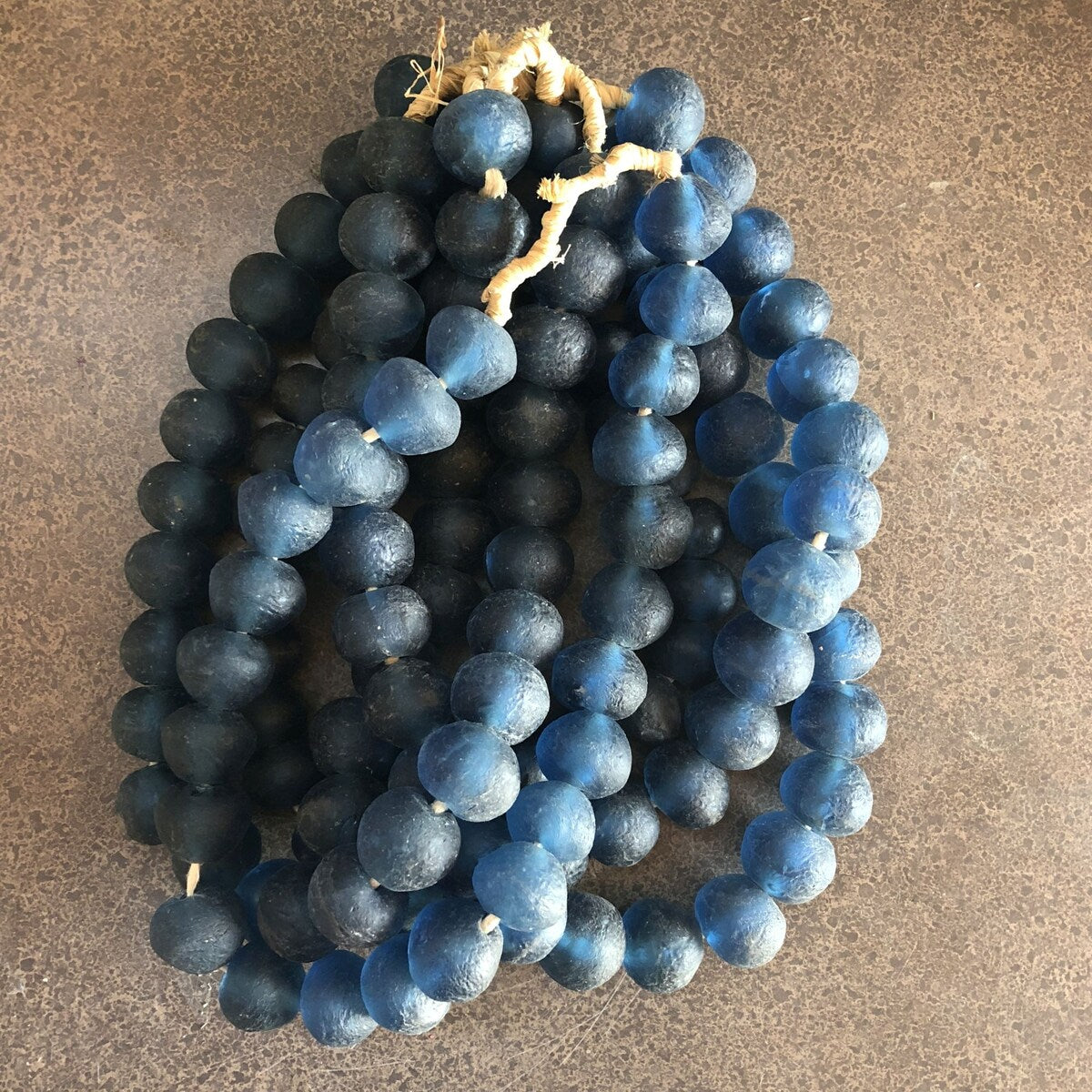 Vintage Sea Glass Beads 1.25 Dia - Indigo Blue