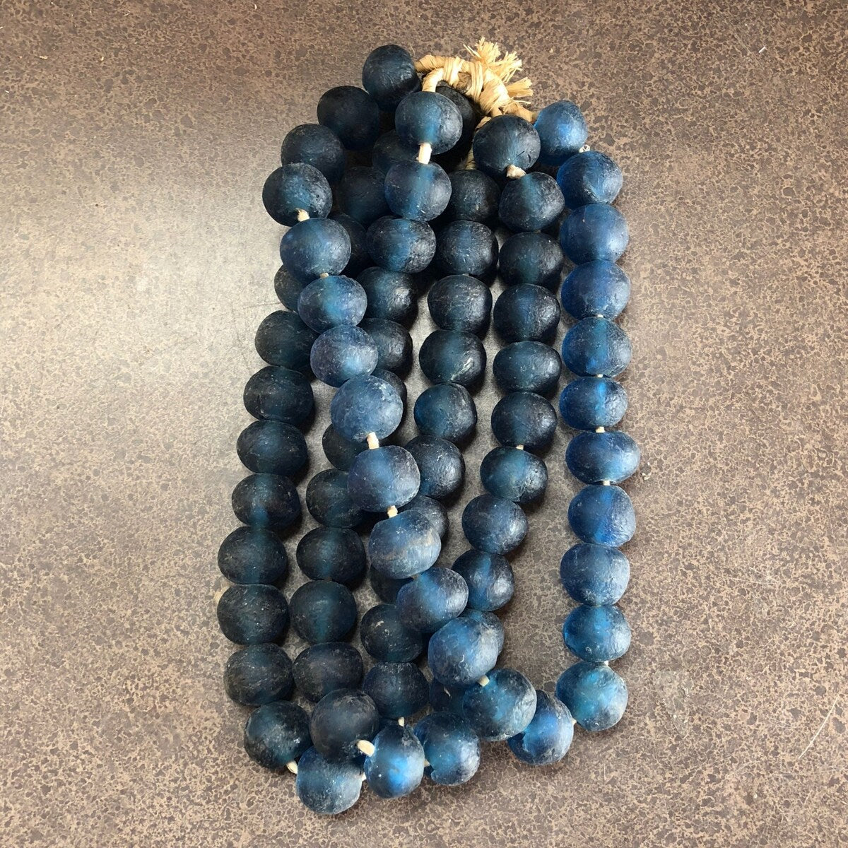 Vintage Sea Glass Beads 1.25 Dia - Indigo Blue