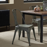 Vintage Series Distressed Metal Bow Back Side Chair - Antique White (Set of 4)