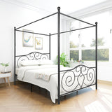 Vintage Style Queen Metal Canopy Bed, Bed Frame