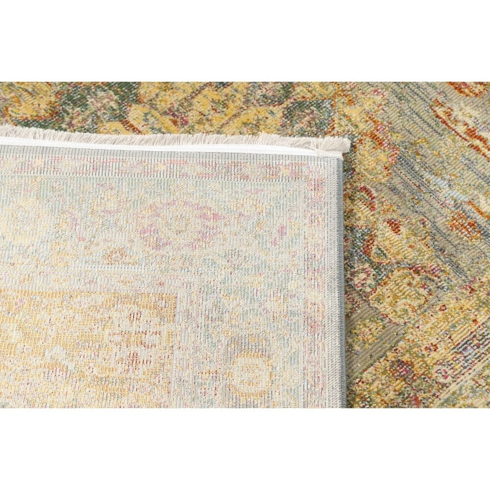 Vintage Style Traditional Floral Distressed Heat-Set Oriental Area Rug