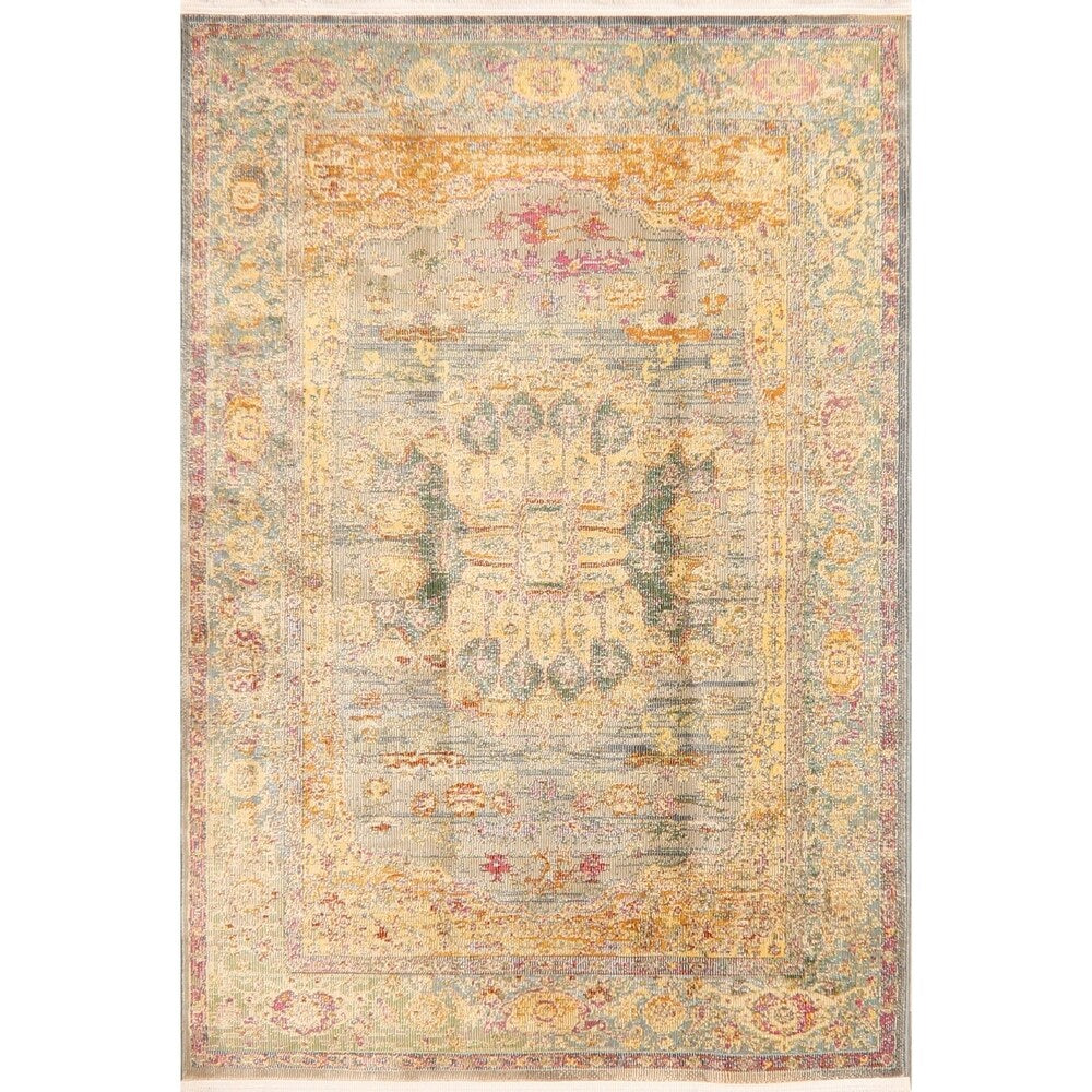 Vintage Style Traditional Floral Distressed Heat-Set Oriental Area Rug