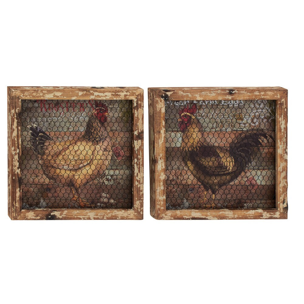 Vintage Styled Wood Metal Wall Decorative 2 Assorted