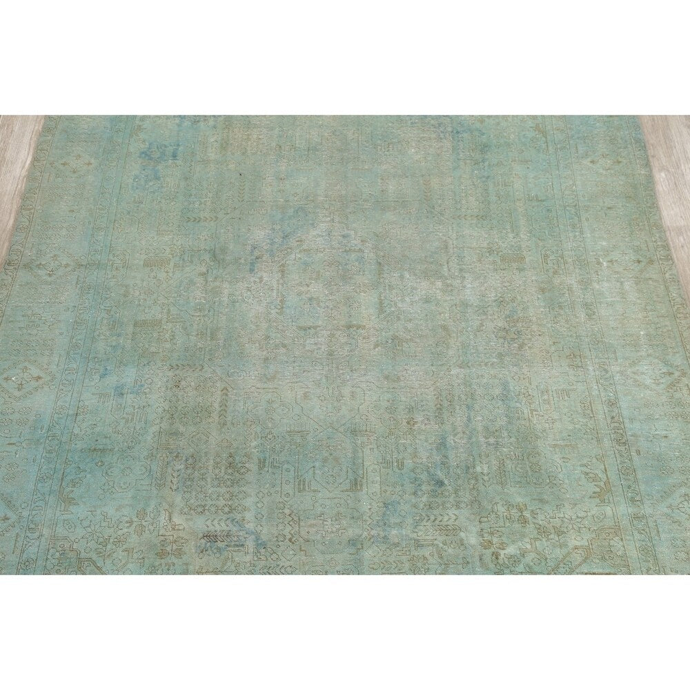 Vintage Tabriz Geometric Hand Knotted Wool Oriental Persian Area Rug - 12'7" x 10'1"