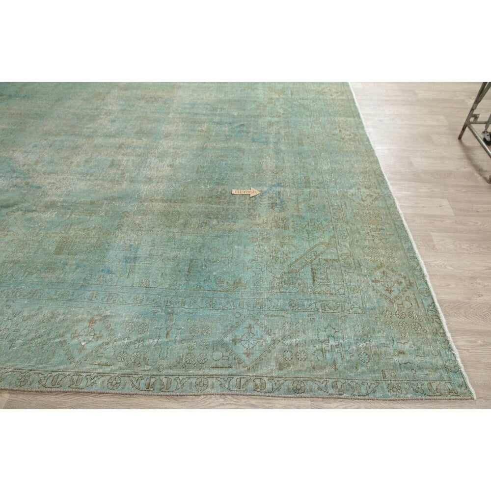 Vintage Tabriz Geometric Hand Knotted Wool Oriental Persian Area Rug - 12'7" x 10'1"