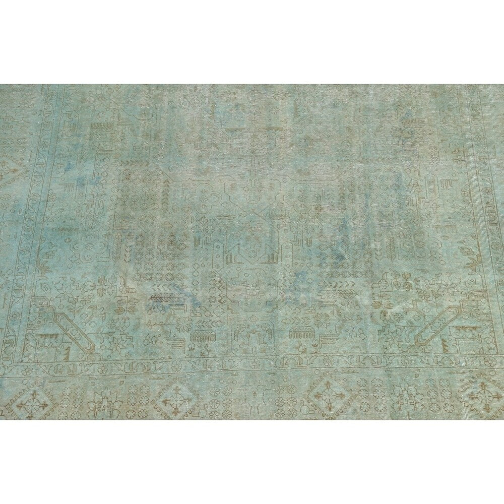 Vintage Tabriz Geometric Hand Knotted Wool Oriental Persian Area Rug - 12'7" x 10'1"