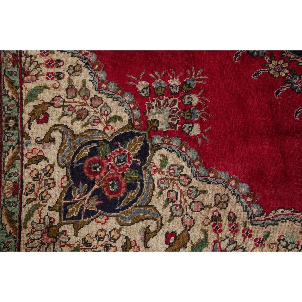 Vintage Tabriz Medallion Oriental Hand Knotted Wool Persian Area Rug - 11'5" x 8'0"