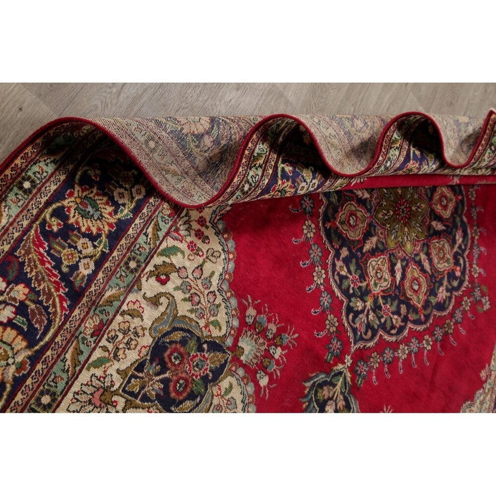 Vintage Tabriz Medallion Oriental Hand Knotted Wool Persian Area Rug - 11'5" x 8'0"