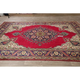 Vintage Tabriz Medallion Oriental Hand Knotted Wool Persian Area Rug - 11'5" x 8'0"