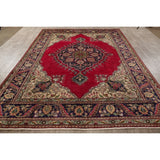 Vintage Tabriz Medallion Oriental Hand Knotted Wool Persian Area Rug - 11'5" x 8'0"