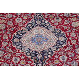 Vintage Traditional Flora Hand Made Mashad Persian Medallion Area Rug - 12'11" x 9'11"