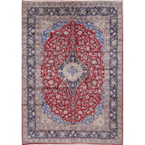 Vintage Traditional Flora Hand Made Mashad Persian Medallion Area Rug - 12'11" x 9'11"