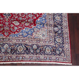 Vintage Traditional Flora Hand Made Mashad Persian Medallion Area Rug - 12'11" x 9'11"
